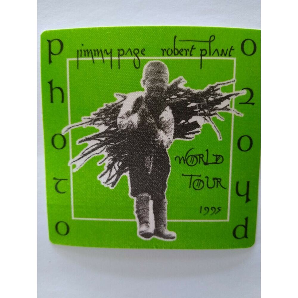 Jimmy Page Robert Plant Backstage Pass Led Zeppelin 1995 Hard Rock Music Green